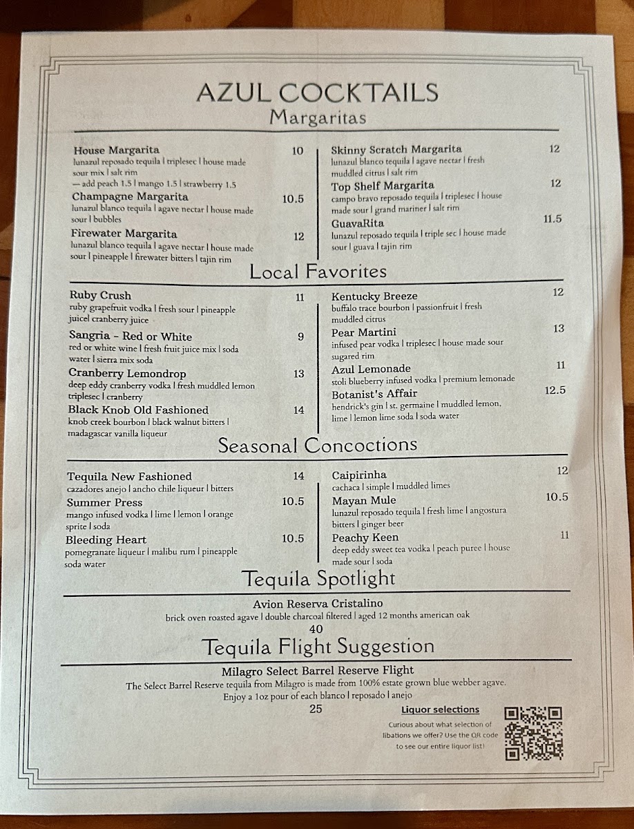 Azul Restaurant Menu - Image 3